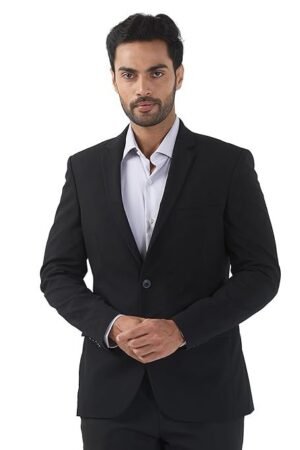 Raymond Men Slim Fit Solid Pattern Poly Viscose Blend Notch Lapel Full Sleeve Formal Jacket