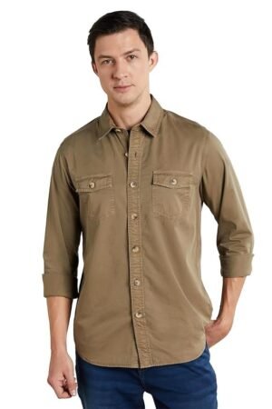 Symbol Premium Men's Casual Washed Cotton Twill Shirt (Regular Fit)
