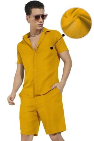 FTX Men Yellow Cord Set(884_3_L)