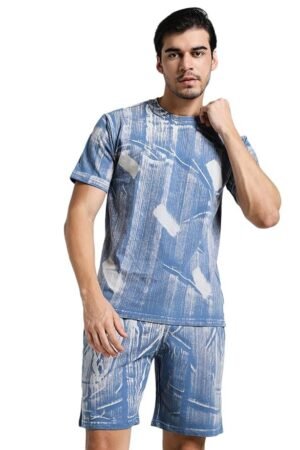 Vogaan Men's Cotton Short Sleeve Tracksuit Summer T Shirt & Shorts Set with 2 Pockets || Casual Co-ord Sets