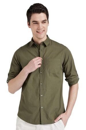 Amazon Brand - Symbol Men's Cotton Shirt | Casual | Plain | Full Sleeve | Summer - Regular Fit (Available in Plus Sizes)