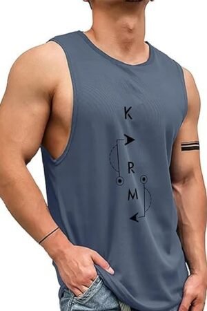 AUSK Men Vest || Gym Tshirt for Men || Karma Printed Sleeveless Regular Fit T Shirt for Mens