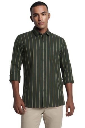 Peter England Men Cotton Striped Slim Fit Shirt