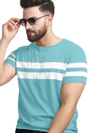 AUSK T-Shirt for Mens Double Stripes on Chest