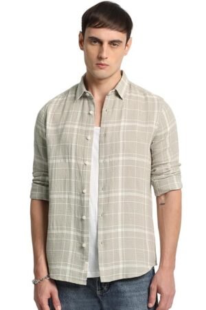 The Bear House Men's Checkered Slim Fit Shirt