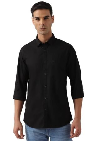 Peter England Men's Slim Fit Full Sleeve Cotton Solid Casual Shirt with Pocket