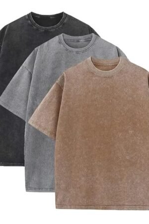 3 Pcs Men's Oversized Heavy Cotton Summer T-Shirts Vintage Tee Loose Fit Short Sleeve Casual Tshirts for Men Women