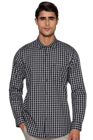Peter England Men's Slim Fit Full Sleeve Checkered Casual Shirt | 100% Cotton | Premium Twill Weave