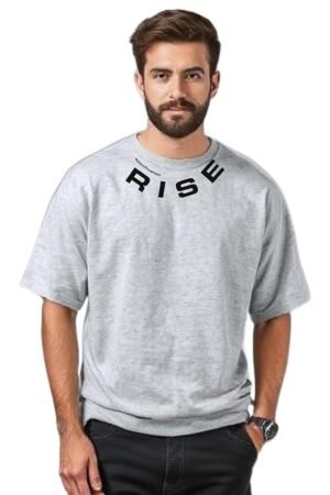 Men Oversized White Melange Half Sleeve Casual Tshirts (in, Alpha, M, Regular, 1, White Melange)