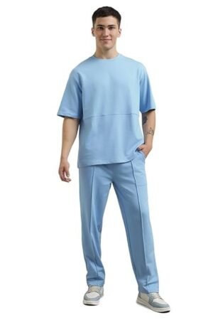 NOBERO Cotton Blend Oversized Casual Round Neck Co-Ord Set For Men Casual Sleepwear & Loungewear Set & Night Suits Set For Men