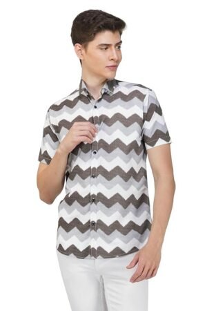 BASE 41 Men's Printed Half Sleeve Stylish Latest Casual Shirt for Men