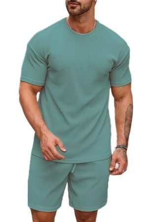 SMOWKLY Men's Premium Cotton Blend Pyjama Set || Stylish Round Neck T-Shirt and Shorts || Casual Night Suit Wear Set for Man