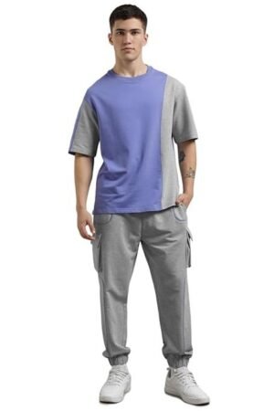 NOBERO Cotton Blend Oversized Casual Round Neck Co-Ord Set For Men Casual Sleepwear & Loungewear Set & Night Suits Set For Men
