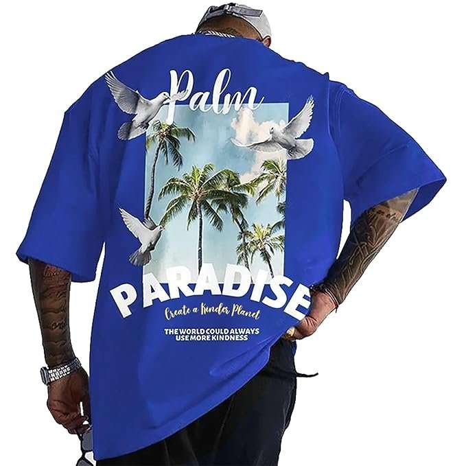 London Hills Men's Cotton Oversized Fit T-Shirt || Loose Fit Printed T Shirt Oversized Drop Shoulder T-Shirt
