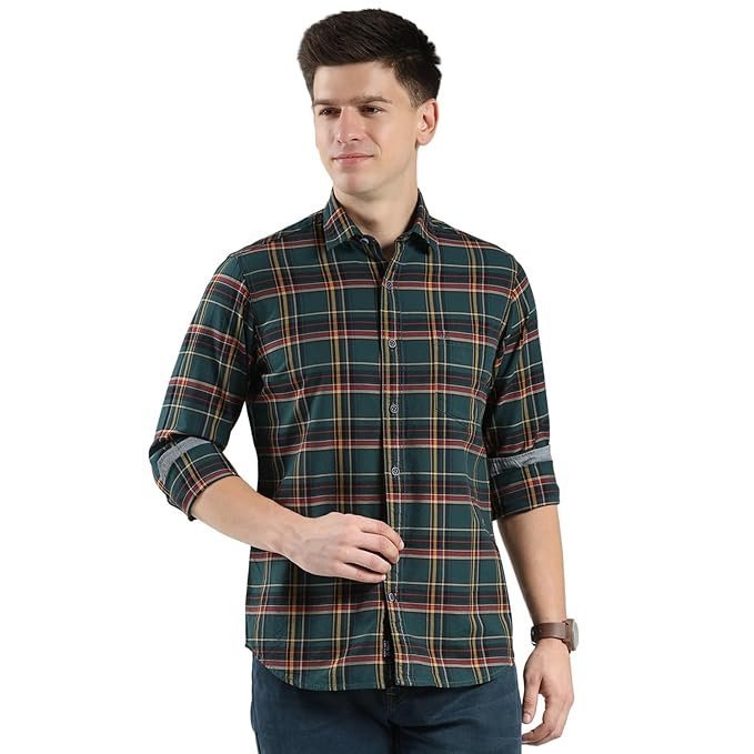 Monte Carlo Men's Regular Fit Checkered Shirt | Full Sleeves | Spread Collar | Front Pocket | Stylish & Casual Shirt for Men