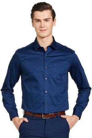 Arrow Men's Solid Full Sleeve Slim Fit Cutaway Collar Satin Formal Shirt