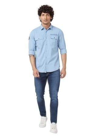 Spykar Mid Rise Slim Fit Blue Jeans for Men