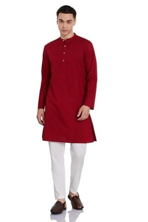 Amazon Brand - Symbol Men's 100% Cotton Solid Long Length and Pant Set