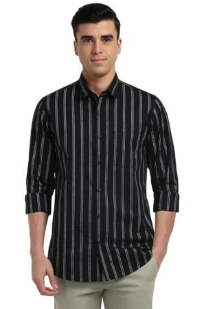 Peter England Men's Striped Slim Fit Shirt