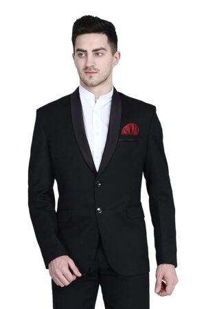 TAHVO Black Tuxedo Blazer with Hanky for Men