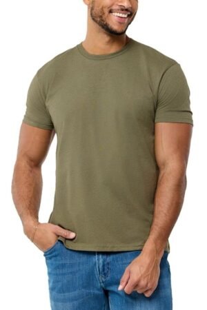 INTO THE AM Men's Fitted Crew Neck Essential Tees - Premium Modern Fit Short Sleeve Plain T-Shirts for Men