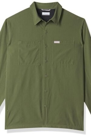 Columbia Men Green Omni Wick Black Mesa Lw Long Sleeve Hiking | Trekking | Camping | Safari Shirt
