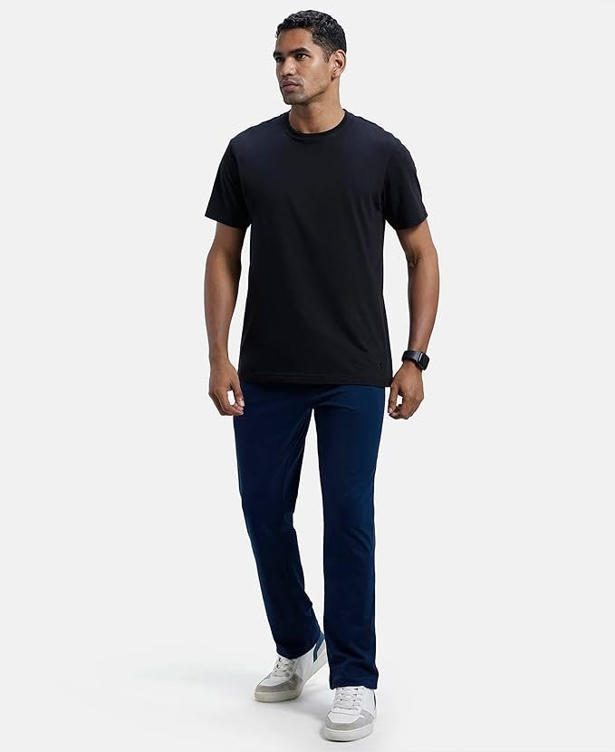 Jockey 9500 Men's Super Combed Cotton Rich Regular Fit Mid Rise Trackpants with Side Pockets