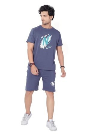 WEET Cotton T-Shirt and Shorts Set for Men,Night Wear for Men,Men's Pyjama Set 115