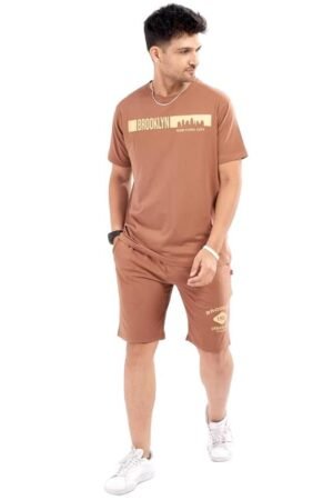 WEET Cotton T-Shirt and Shorts Set for Men,Night Wear for Men,Men's Pyjama Set