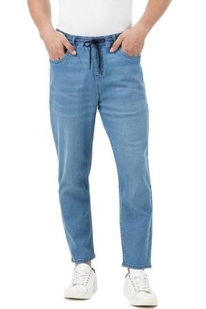 INKD Men's Jogger Jeans - Mid-Rise | Cotton Blend | Stretchable Fabric| Elasticated Waistband | Classic 5 Pocket Styling | Jeans for Men