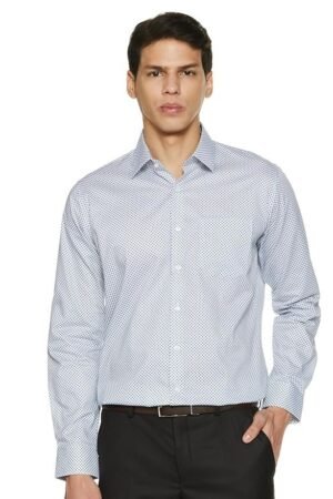 Van Heusen Men's Slim Fit Premium Business Formals 100% Cotton Print Shirt