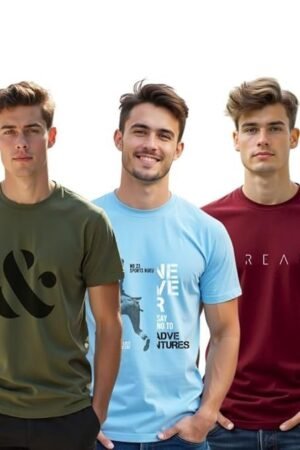 NOBERO Men's Graphic Printed Regular Fit Cotton T-Shirt (Pack of 3)